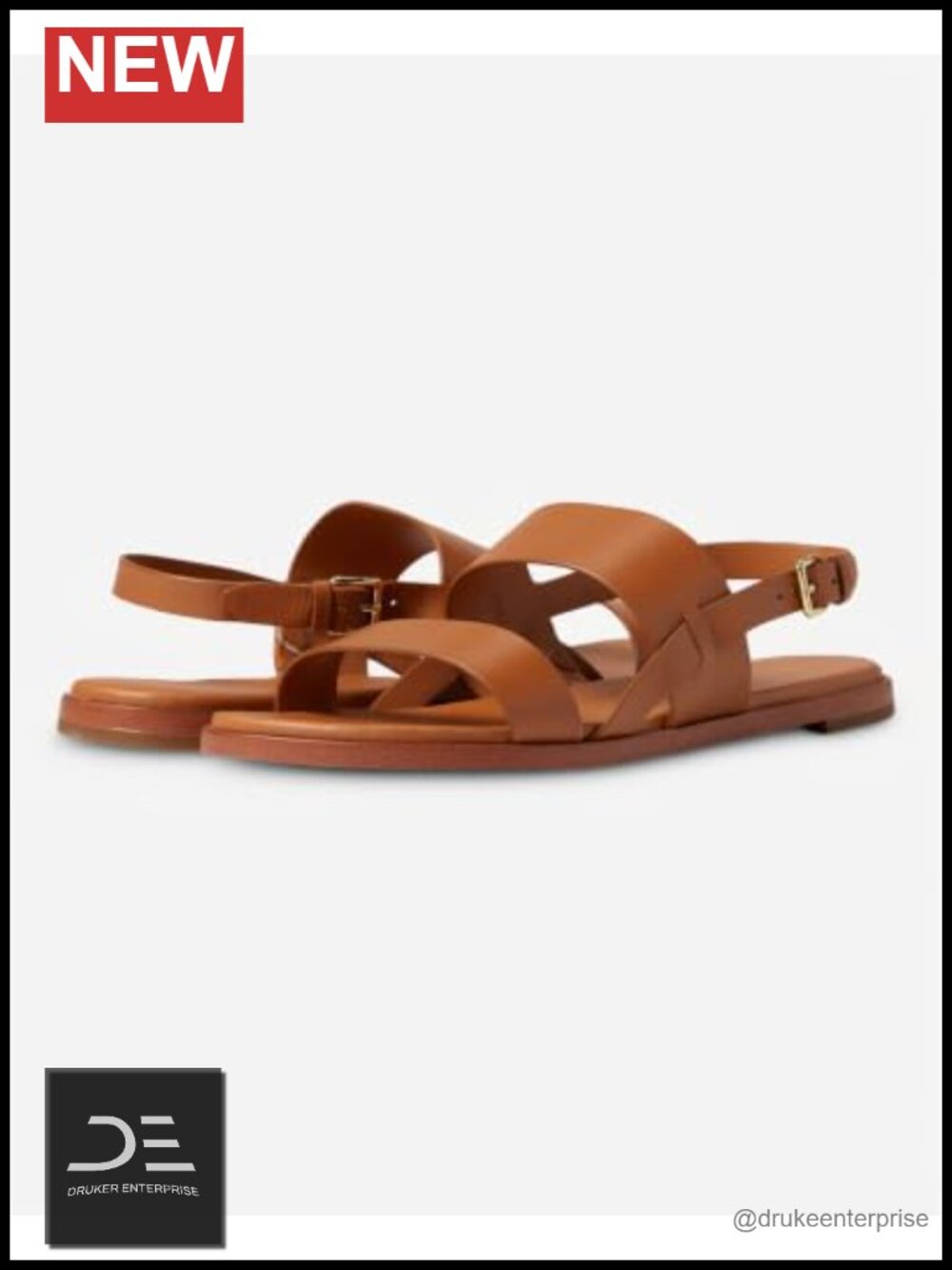Cole Haan Women's Flynn Flat Sandal Leather Slingback Sandals